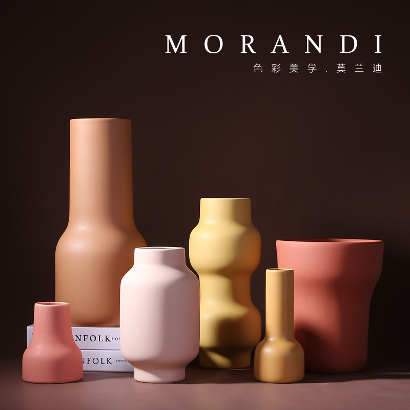 Ceramic vase morandi color sample room mesa dried flowers ins wind Nordic sitting room TV ark, flower arranging furnishing articles