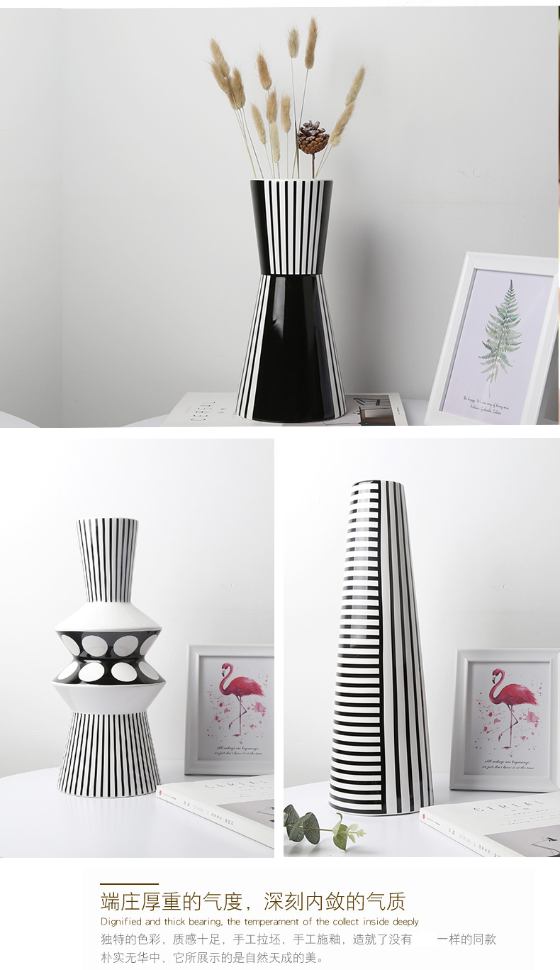 Nordic ceramic vase mesa place dry flower arranging flowers sitting room decoration in hotel American I and contracted creative, black and white