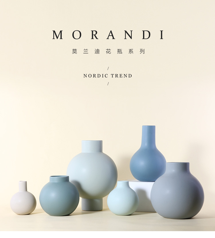 Morandi color I and contracted ceramic vase place to live in the living room table Nordic soft adornment, the dried flowers