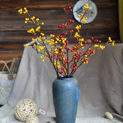 Simulation fruit tree wild fruit berry simulation flower red fruit branches living room floor vase flower arrangement creative decoration