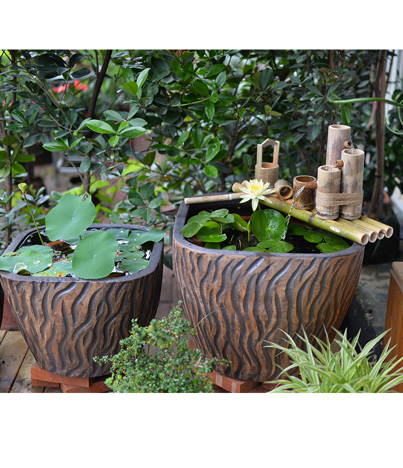 Jingdezhen ceramic fish tank water furnishing articles coarse pottery basin of the lotus pond lily bowl goldfish tank cylinder landscape the tortoise