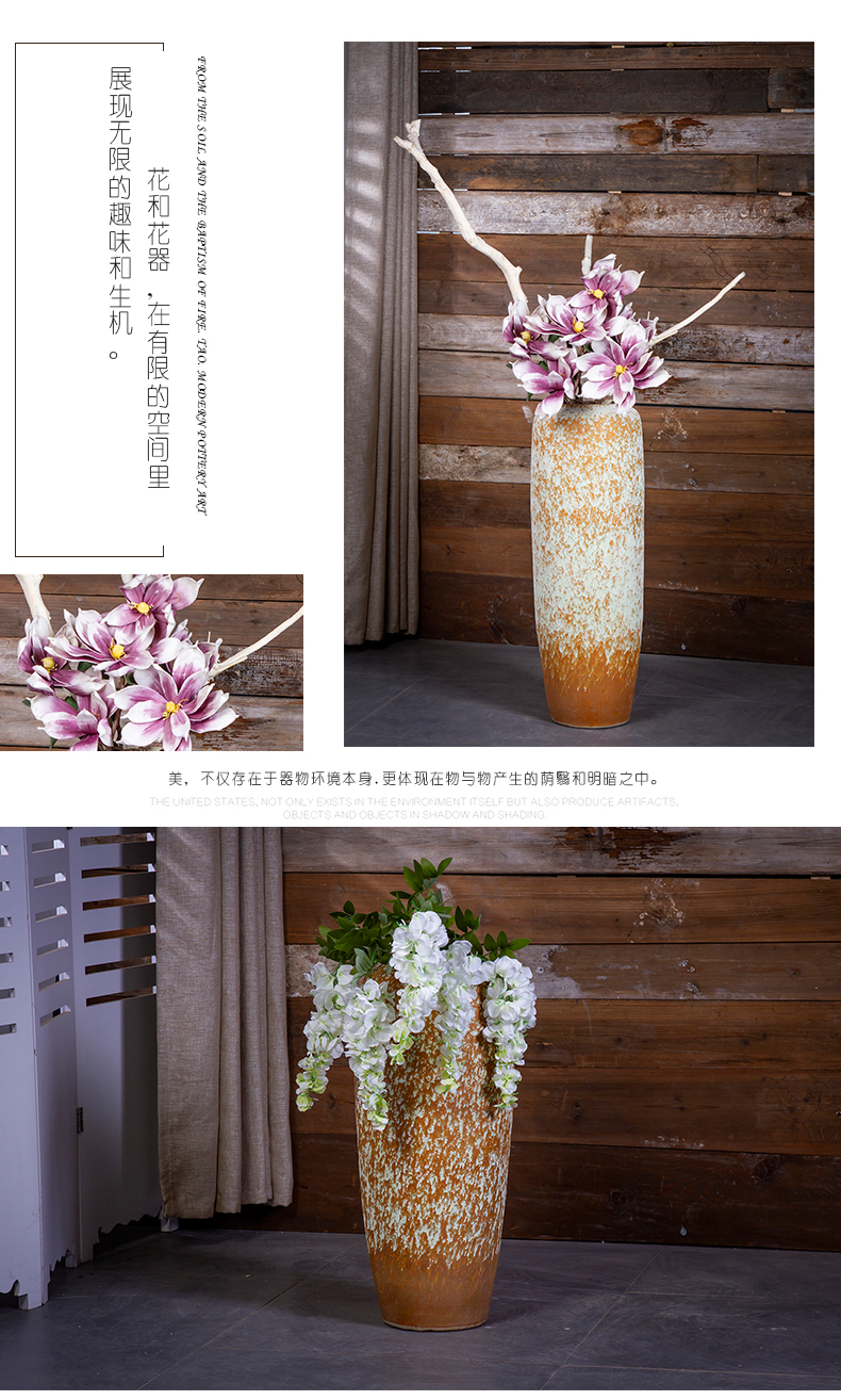 Jingdezhen coarse pottery vases, ceramic for restoring ancient ways is the old Japanese European - style flower arranging dried flowers sitting room be born creative furnishing articles