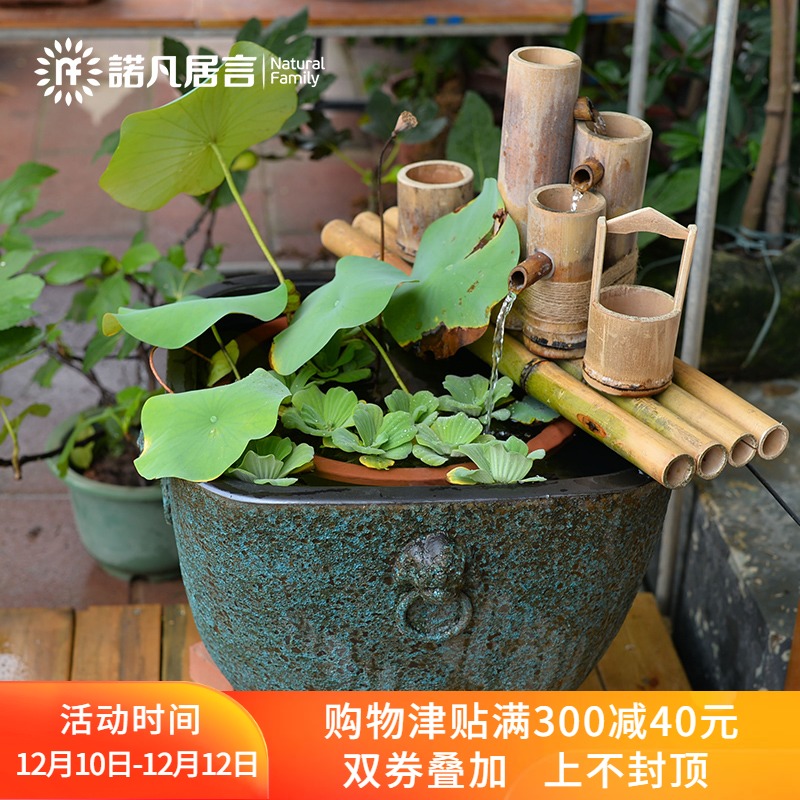 Jingdezhen ceramic extra large aquarium fish bowl sitting room nostalgic lotus garden water lily landscape tank ornaments