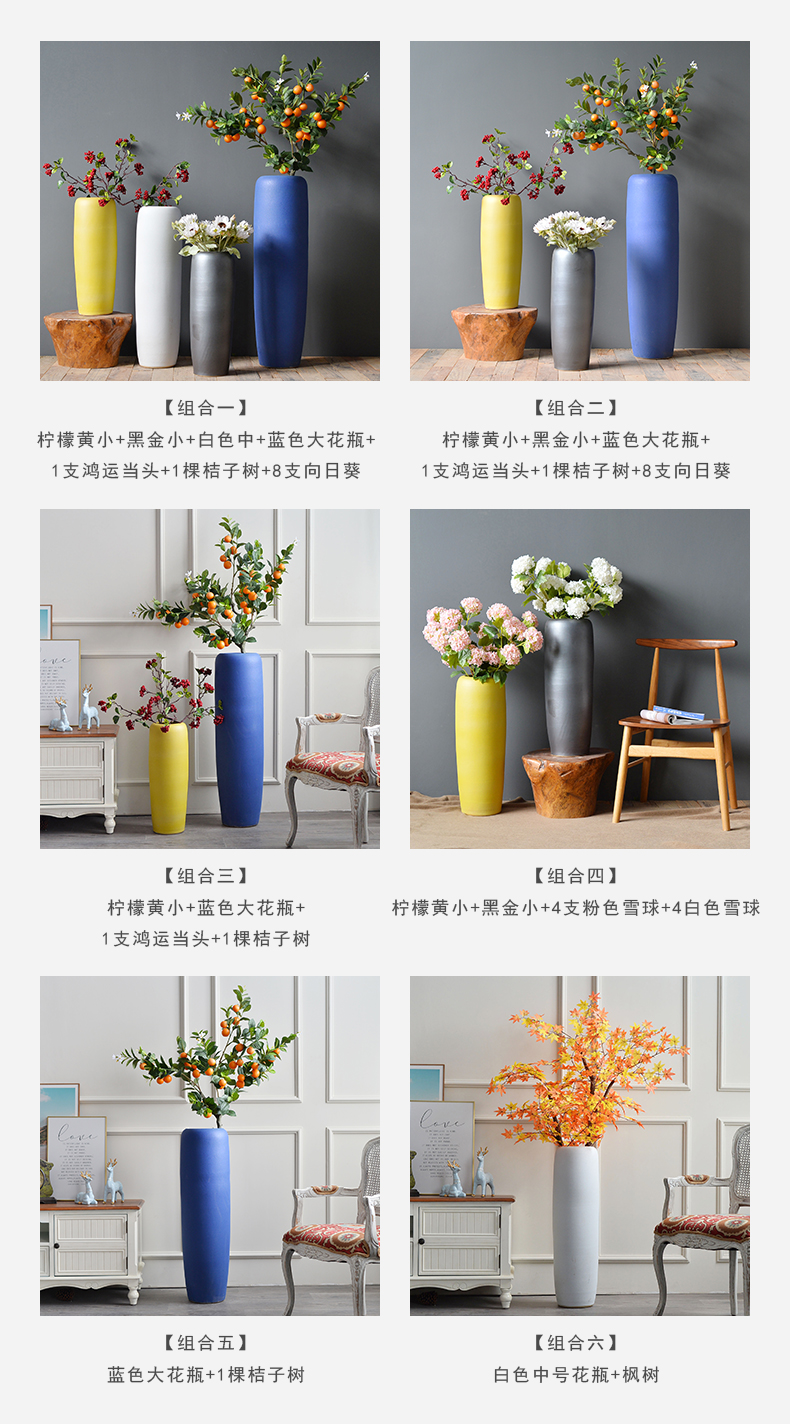 Nordic ceramic sitting room ground vase dried flowers flower arrangement furnishing articles morandi color minimalist I and contracted creative decoration