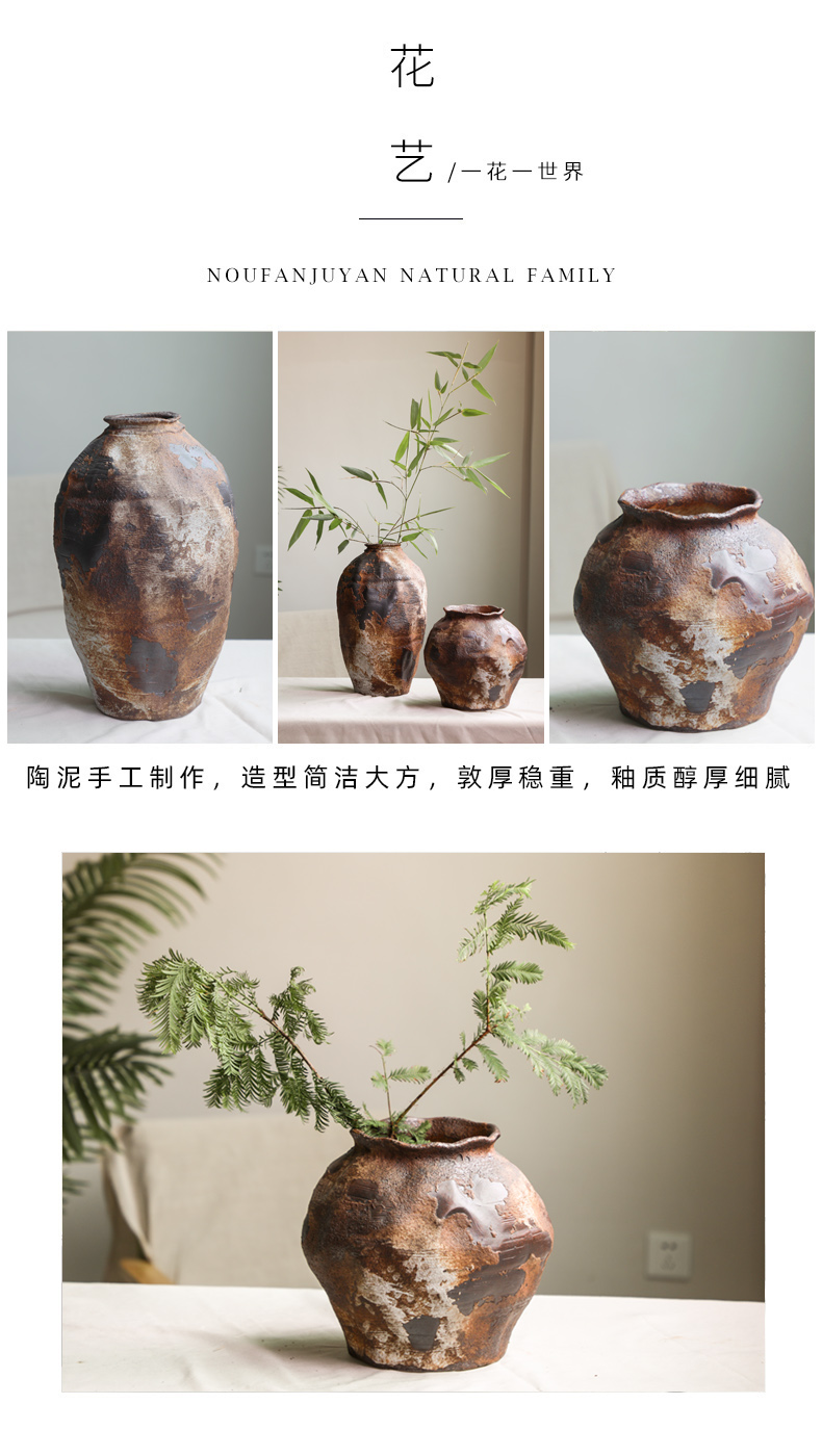 Mesa of coarse some ceramic porcelain vase flower arranging nostalgic wabi-sabi manual home stay hotel furnishing articles zen wind restoring ancient ways poor wind