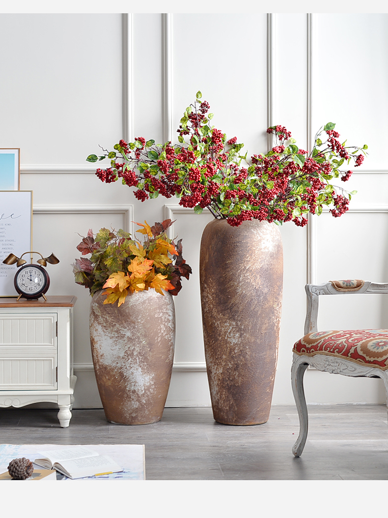 Ceramic vase landing a large sitting room place dried flower arranging flowers Nordic coarse pottery rust color restoring ancient ways, ripple flowerpot decoration