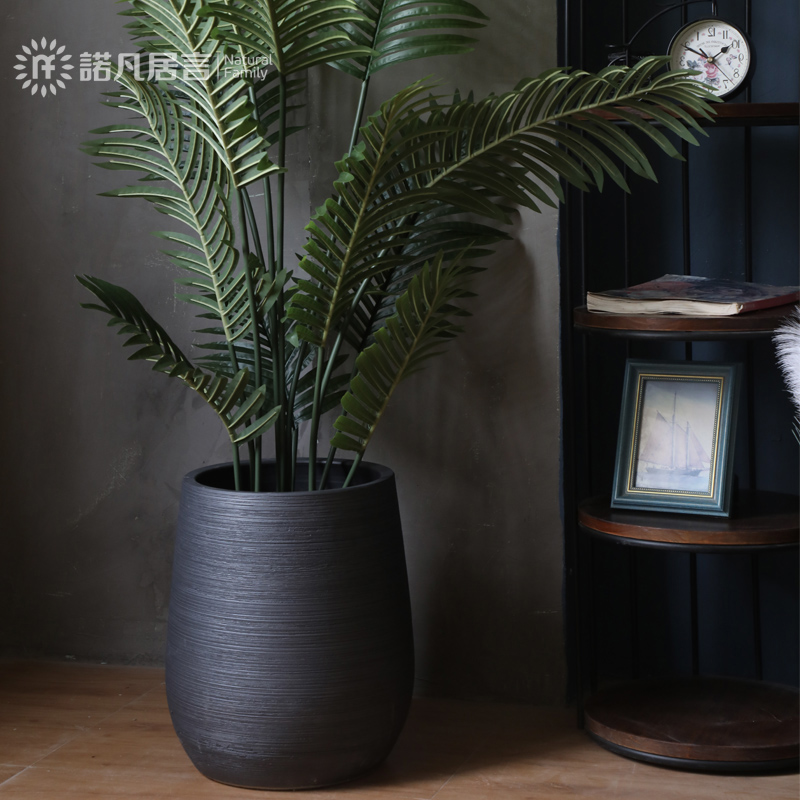 Nordic contracted and I ceramic vase, flowerpot hydroponic black pottery flower arranging plant sitting room adornment