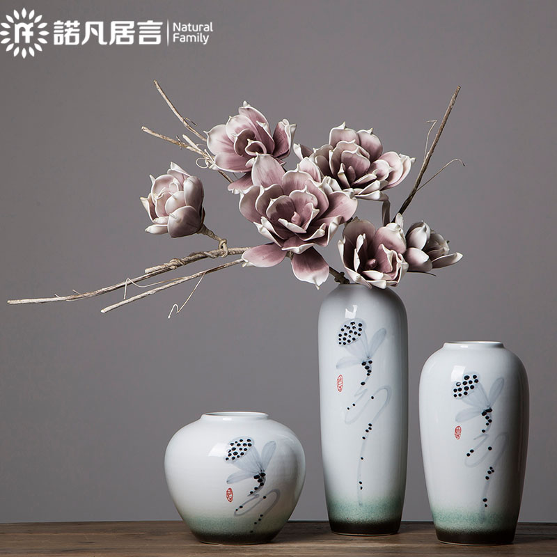 Home Kitchen Artificial Floral Ceramics Vase European Style