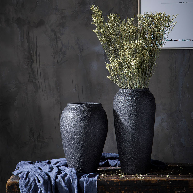 Jingdezhen ceramic vase landed furnishing articles coarse pottery European contracted dry flower arrangement sitting room hotel ins creative restoring ancient ways