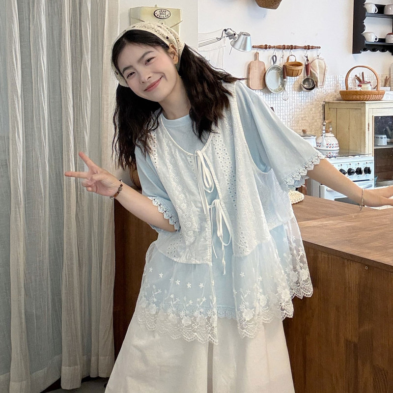 Plus Size Women's Clothing, New Summer Korean Style Loose and Slimming Lace-Up Vest + Short-Sleeved T-Shirt + Casual Pants Set Plus Size Women's Clothing, New Summer Korean Style Loose and Slimming Lace-Up Vest + Short-Sleeved T-Shirt + Casual Pants Set