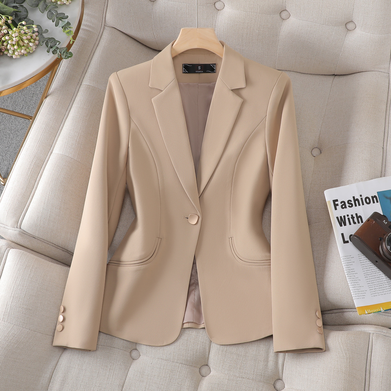Khaki Blazer for Women 2026 Spring and Autumn New Style High-End Slim Fit Elegant Casual Suit Jacket