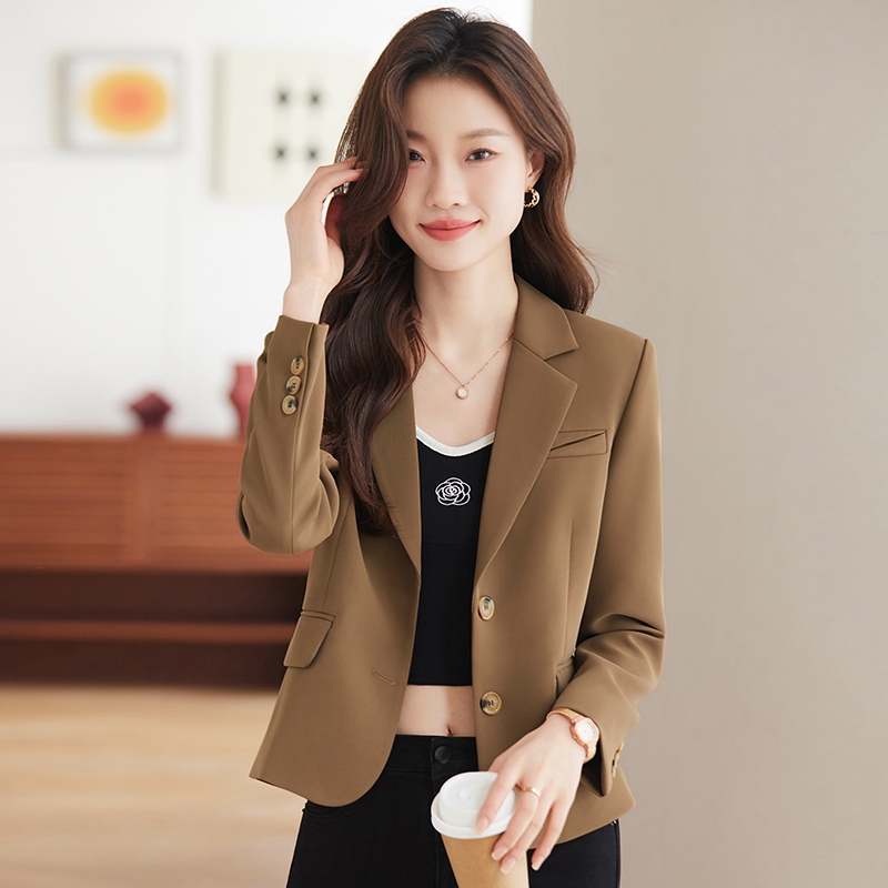 Tweed Style Blazer for Women 2026 Spring New Business Attire Elegant Slim Casual Short Suit Jacket