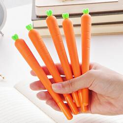 10 Pieces of Creative Stationery, Cute Carrot Gel Pens, School Supplies, Black Signature Pens, Prizes for Primary School Students