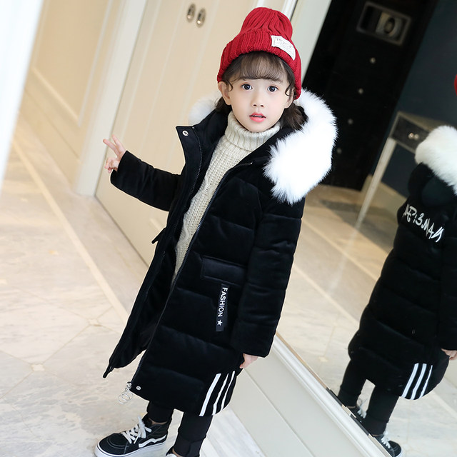 Children's clothing girls winter cotton-padded clothes 2022 new children's thickened mid-length gold velvet cotton-padded jacket fashionable cotton-padded jacket