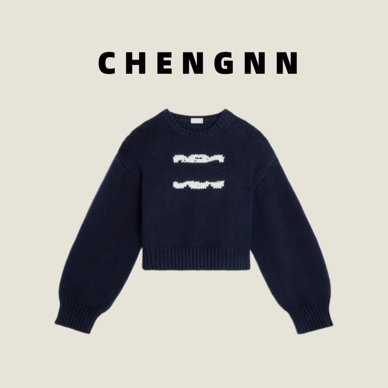 Chengnn Studio Haute Couture 26 Fall/Winter New Collection Arc De Triomphe Logo Jacquard Round Neck Long Sleeve Knitted Sweater for Women Chengnn Studio Haute Couture 26 Fall/Winter New Collection Arc De Triomphe Logo Jacquard Round Neck Long Sleeve Knitted Sweater for Women