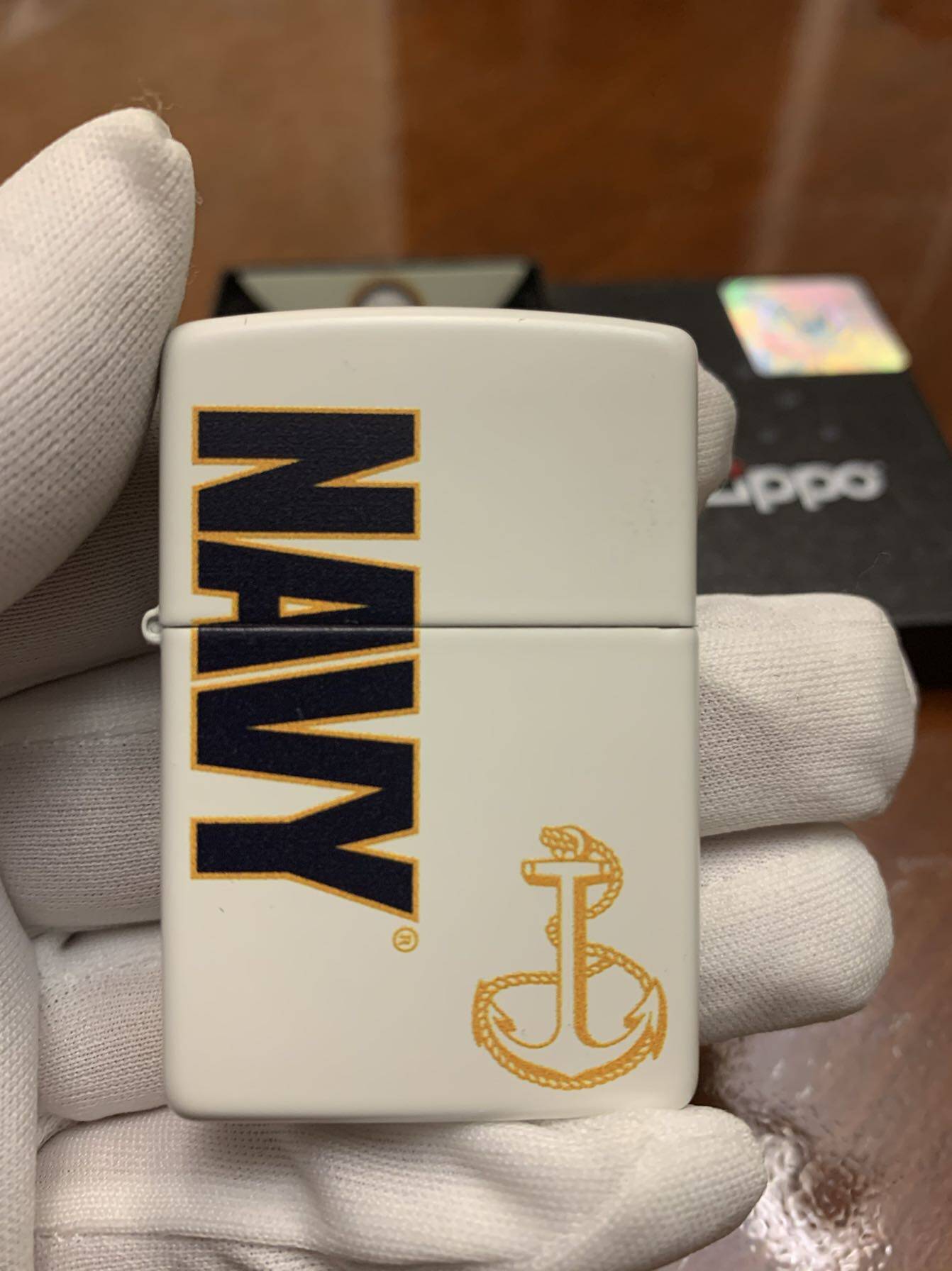 U.S. zippo treasure American version lighter 29761 U.S. Navy white dumb paint windproof kerosene genuine import