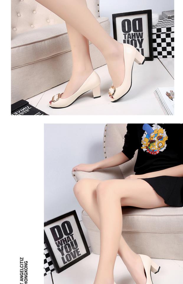 Mùa hè mới 2018 sandal miệng cá nữ dày với khóa miệng nông khóa chuyên nghiệp với giày cao gót thời trang size lớn dép gucci nữ