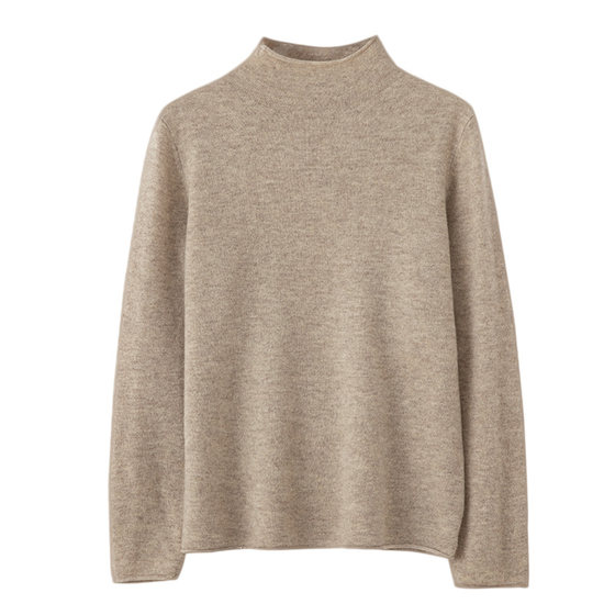 100% 캐시미어 터틀넥 니트 스웨터 느슨한 바닥 가을, 겨울 여성용 두꺼운 라운드 넥 모직 스웨터
