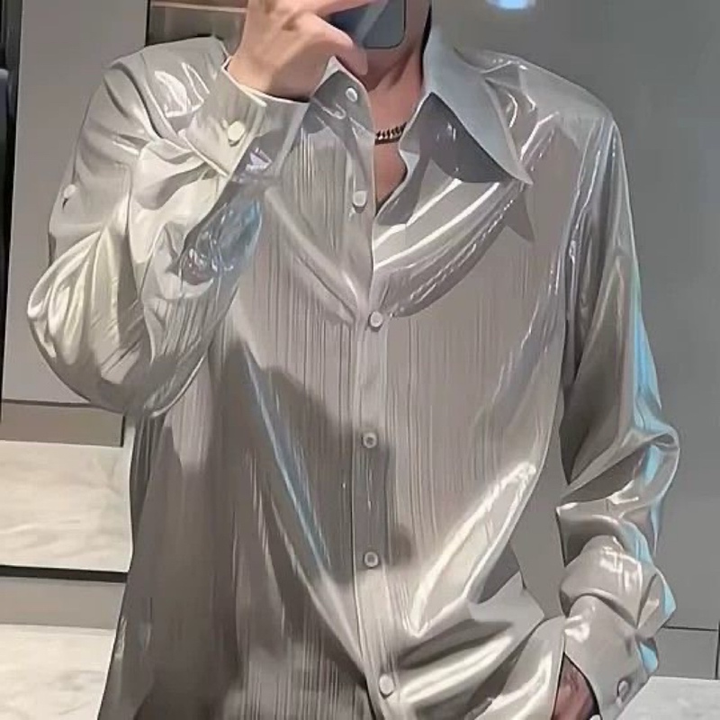 Trendy Brand Stylish Non-Iron Shirt for Men, Long-Sleeved, 2024 Spring and Summer New Style, Loose and Versatile, Handsome Shirt for Men