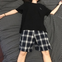 KTDA Summer Couples Tide Cards Slim speed dry cotton plaid shorts Loose Straight Barrel Casual 100 lap 50% pants