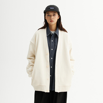 BUTTBILL Japanese retro V-neck mens and womens cardigan knitted sweater couple loose and versatile casual long-sleeved jacket