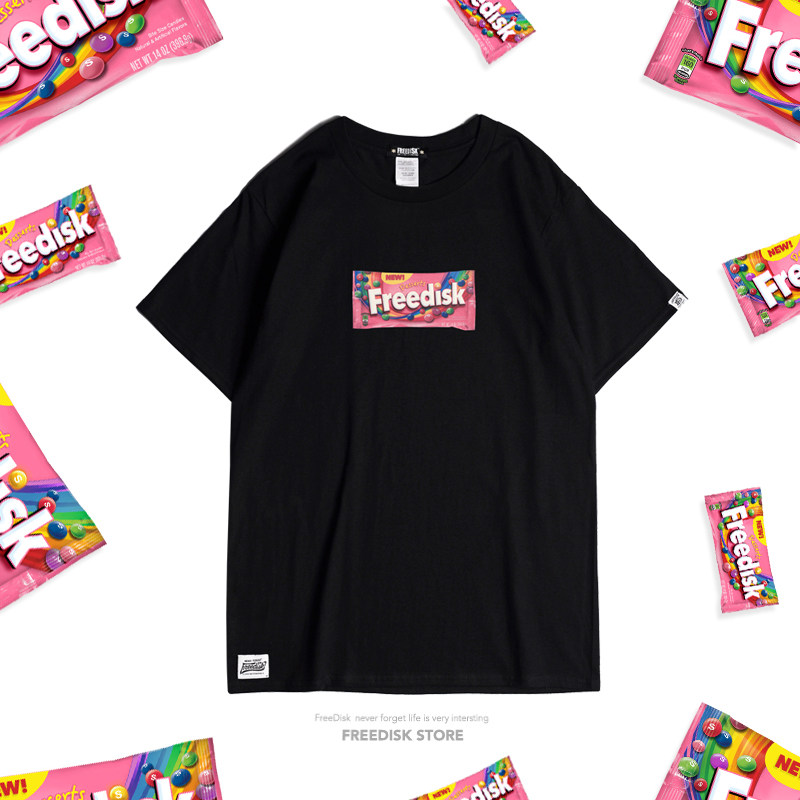 FDSK Rainbow Sugar Fun Evil to print male and female couples tide cards loose round collar pure cotton 100 lap short sleeve T-shirt