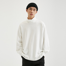 BUTTBILL Japanese retro mens and womens all-match half-high collar with solid color long-sleeved bottoming shirt T-shirt thin sweater