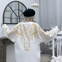 Calmmind Madonna Angel Angel Wings Print Hip Hop male and female lovers loose 100 lap shoulder sweatshirt Long sleeves