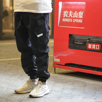 MoStwantedlab male and female couples casual sports 100 hitch side pockets tooling bunches slow running small footpants