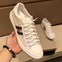 European Station new genuine leather trendy mens shoes casual breathable 100 hitch men small white shoes sloth footrest footrest