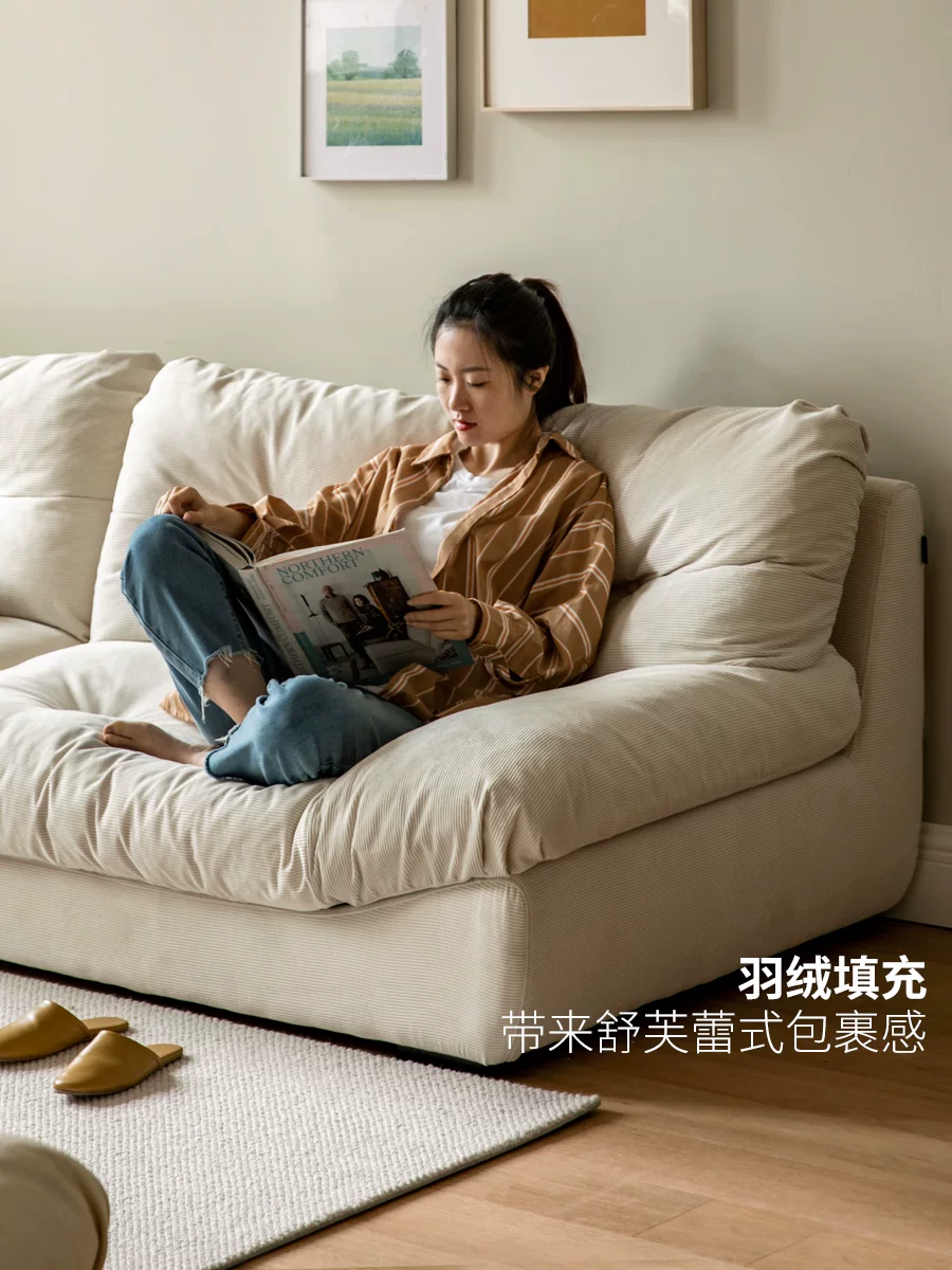 源氏木语 Italian minimalist cloud cat scratching cloth sofa living room small apartment three-person corduroy sofa