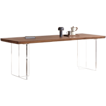 Genji Muyu solid wood dining table restaurant log natural edge large table living room black walnut tea table workbench