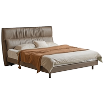 Genji wood language leather bed does not disturb each other double bed simple and elegant master bedroom soft bed bed home light luxury large bed