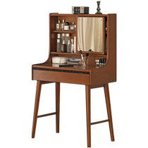 Genji Muyu solid wood dressing table French retro with shelf mirror dressing table master bedroom antique style storage table