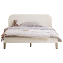 Genji Muyu solid wood childrens bed white cream style girls home small bed boy 1 2 meters simple single bed