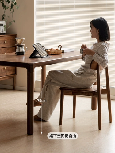 源氏木语 Столковый столик с твердым деревом Простой черный крайный квадратный столик с длинным квадратным метром небольшой ресторан и комбинация стула