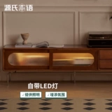 源氏木语 Шкаф для телевизора из цельного дерева, французский ретро стеклянный шкаф с раздвижной дверью для гостиной, средневековый высокий домашний напольный шкаф