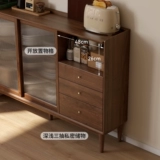 源氏木语 Буфет из массива дерева, черный орех, столовая, современный простой стеклянный шкаф, шкаф для хранения для маленькой квартиры, дома