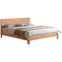 Genji Muyu solid wood bed Japanese style rubber wood small apartment simple log double bed bedroom furniture large bed