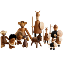 Genji Wood Language Nordic Style Animal Wooden Ornaments Wall-mounted Monkey Brown Bear Wooden Doll Home Furnishings Decoration
