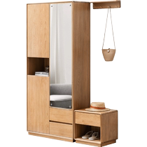 Sources wood-speaking solid wood Hyun Guan Cabinet Home Change Shoes Stool Screen Shoes Cabinet Integrated Hanging Hanger With Mirror Living-room Partition Cabinet