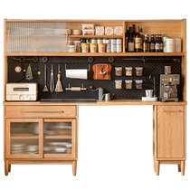 Genji Muyu solid wood ultra-thin sideboard integrated high cabinet multi-functional storage cabinet small apartment wall storage cabinet