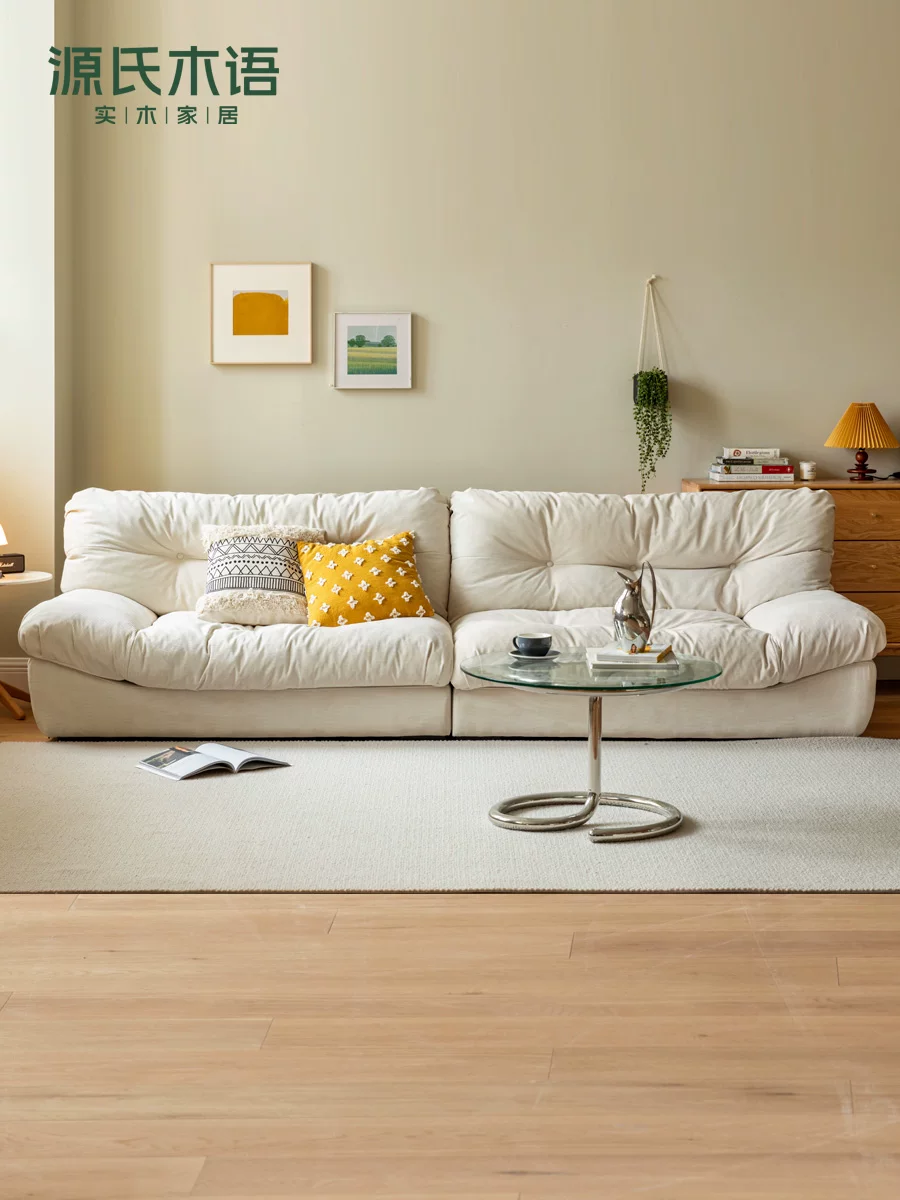 源氏木语 Italian minimalist cloud cat scratching cloth sofa living room small apartment three-person corduroy sofa