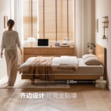 源氏木语 Сплошная кровать кровати в дуб спальня двойная кровать простая подвесная кровать. Большая кровать маленькая квартира боковой кровать