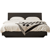 Genji Muyu solid wood bed suspended luminous air pressure storage bed oak black tatami Nordic box double bed