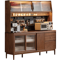 Genji Muyu solid wood sideboard black walnut restaurant simple tea cabinet large size slate storage storage cabinet