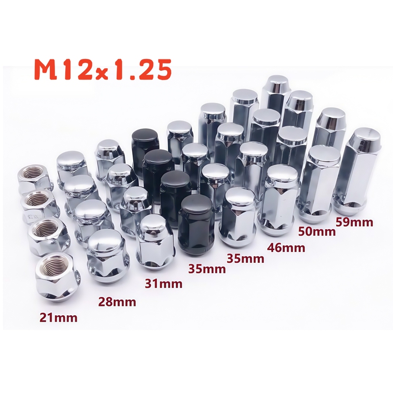 M12X1.25 Automotive Flange Nut Tire Screw Nut Wheel Hub Modification Screw Lug Nut Open Cap