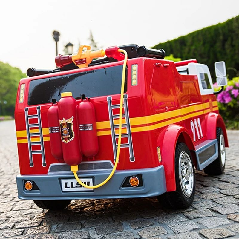 Extra-Large Two-Seater Children's Electric Car, Four-Wheel Off-Road Vehicle, Remote-Controlled Four-Wheel Drive Baby Toy, Fire Truck and Police Car That Can Be Ridden