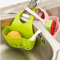 Adjustable snap-button faucet storage hanging basket sink rack sponge drain rack