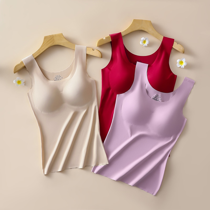 Seamless Long Vest-Style Underwear for Women with Built-In Bra Pads, Integrated Inner Wear, Beautiful Back Design, Suitable for Layering, Outerwear, Sports, Sleep, Summer Bra